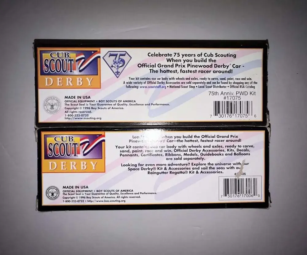 Vintage 1996 Cub Scout Grand Prix Pinewood Derby Kit 75th Anniversary Edition